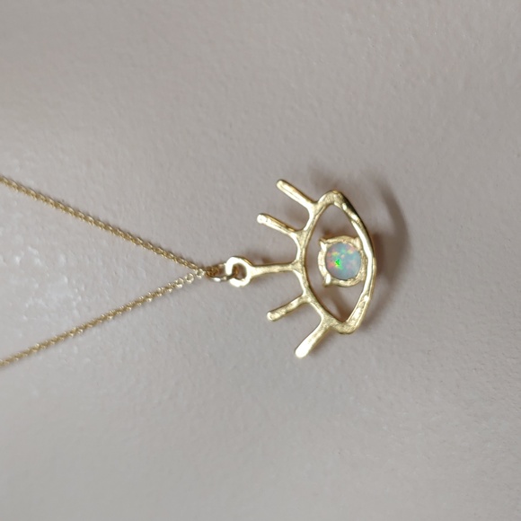 1/20 Gold Filled Necklace with Evil Eye Opal Pendant - Picture 4 of 8